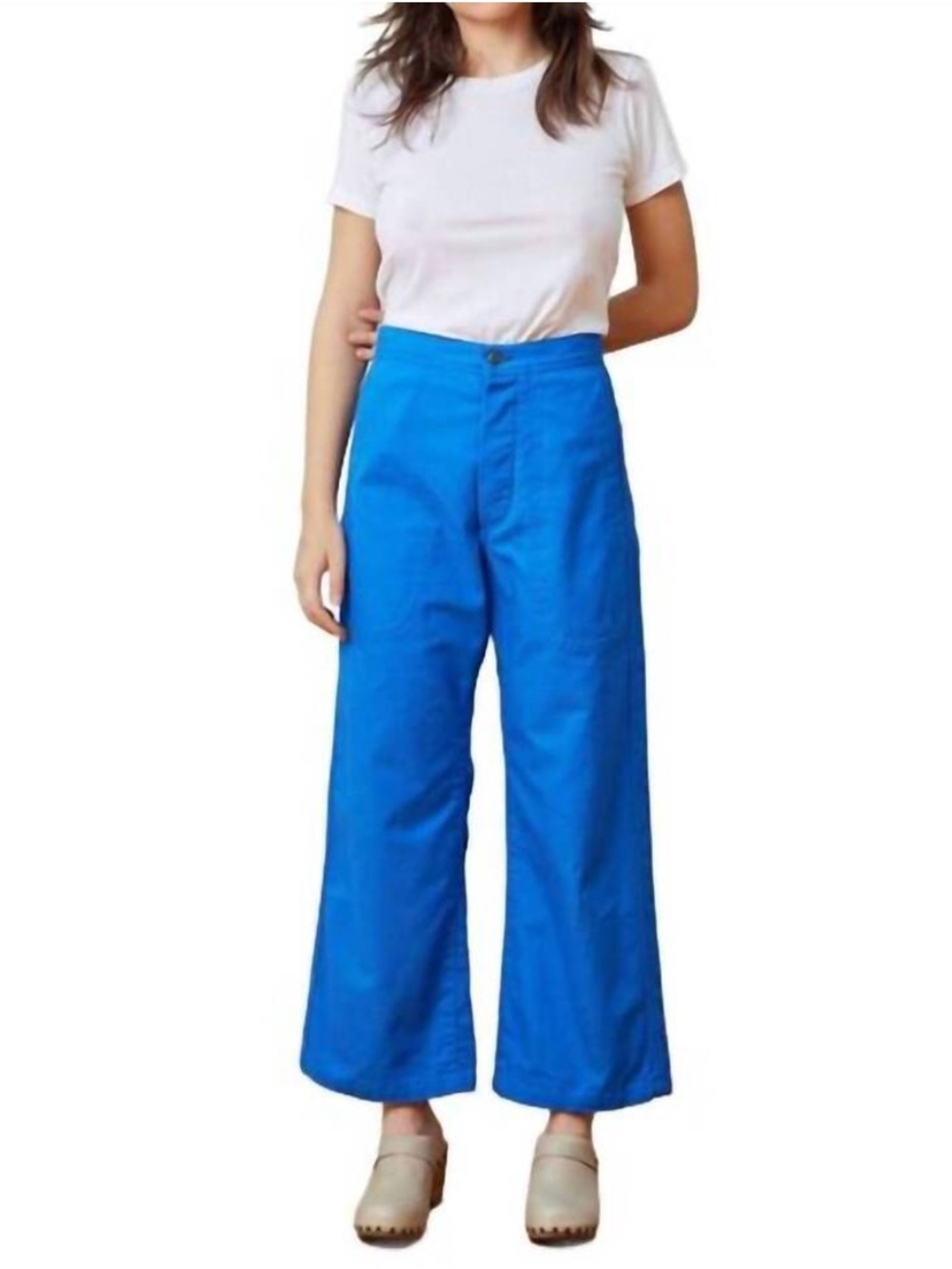 UQNATU High Rise Wide-Leg Crop Sailor Pant in Cobalt Blue